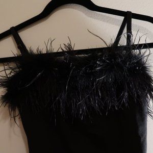 FASHION NOVA BODY CON MINI DRESS W/ FEATHERED TOP